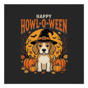 ハロウィーン ビーグル おばけ かぼちゃ デザイン_1 ポスター