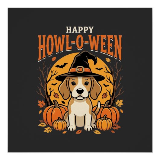 ハロウィーン ビーグル おばけ かぼちゃ デザイン_1 ポスター (正面)