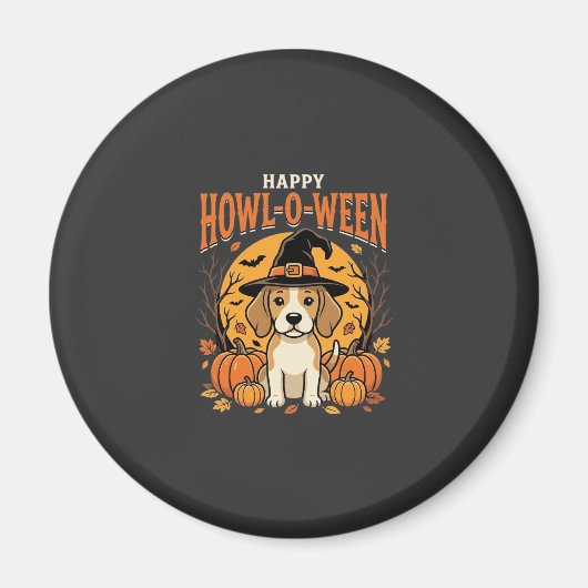 ハロウィーン ビーグル おばけ かぼちゃ デザイン_1 マグネット (正面)
