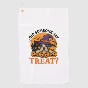 ハロウィーン ブルドッグ 魔女 犬のおやつ ヴィンテージTシャツ デ ゴルフタオル
