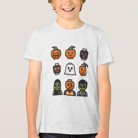 ハロウィーン ブロックヘッド モンスター Tシャツ 子供用 (正面)