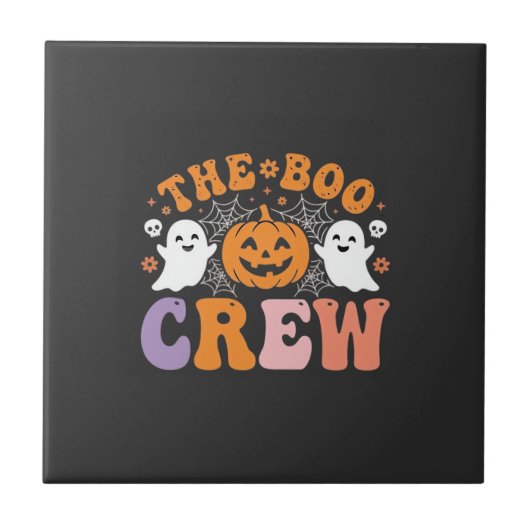 ハロウィーン・ブー・クルー・ゴースト・パンプキンデザイン_1 タイル (正面)