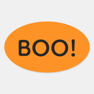 ハロウィーン・ブー!タイポグラフィシンプルギフトトリートバッグ 楕円形シール