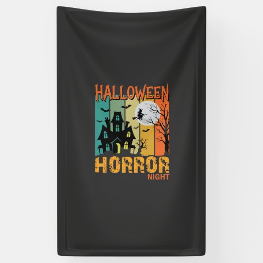 ハロウィーン ホラー ナイト 幽霊の家のベクター_1 横断幕 (縦)