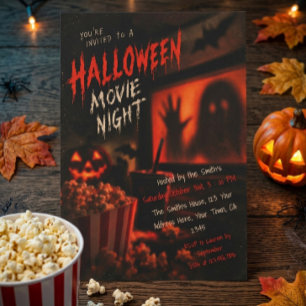 ハロウィーン ホラー 映画 夜 ポップコーン スプーキー 招待状