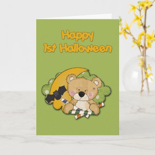 ハロウィーン·ボーイ·ベア カード (黄色い花)
