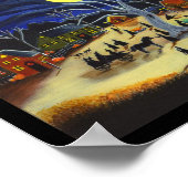 ハロウィーン、ポスター、魔女、馬、馬車、黒、猫 ポスター (角)