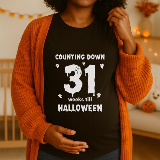 ハロウィーン マタニティ カウントダウン 31 週 Tシャツ