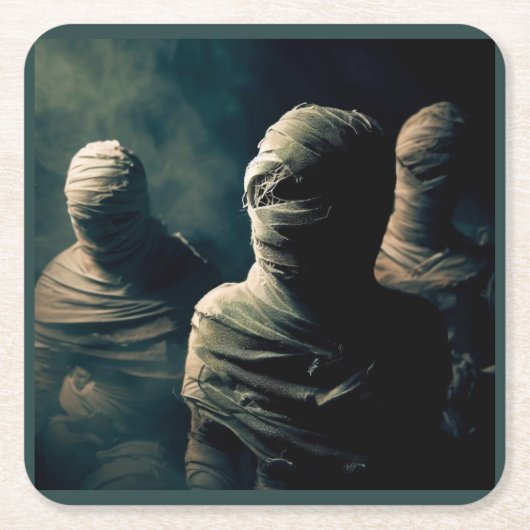 ハロウィーン – ミイラ4 スクエアペーパーコースター (正面)