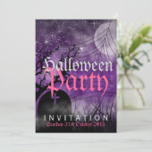ハロウィーン ムーン & スパイダー ウェブ パープル インビテーション (スタンド正面)