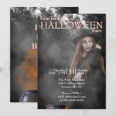 ハロウィーン モダンゴシック 魔法使いの暗い写真 招待状 (正面/裏面)