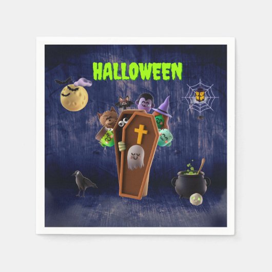 ハロウィーン – モンスター スタンダードカクテルナプキン (正面)