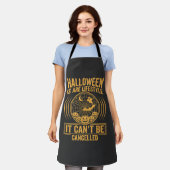 ハロウィーン ライフスタイル コウモリ クモの巣 デザイン_1 エプロン (着用した状態)