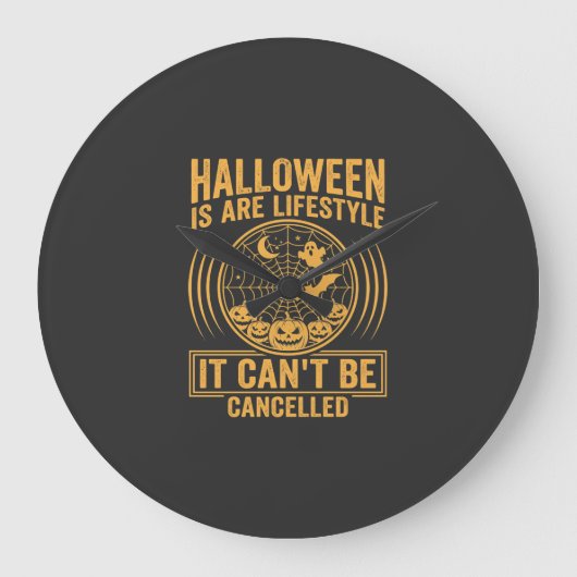 ハロウィーン ライフスタイル コウモリ クモの巣 デザイン_1 ラージ壁時計 (正面)