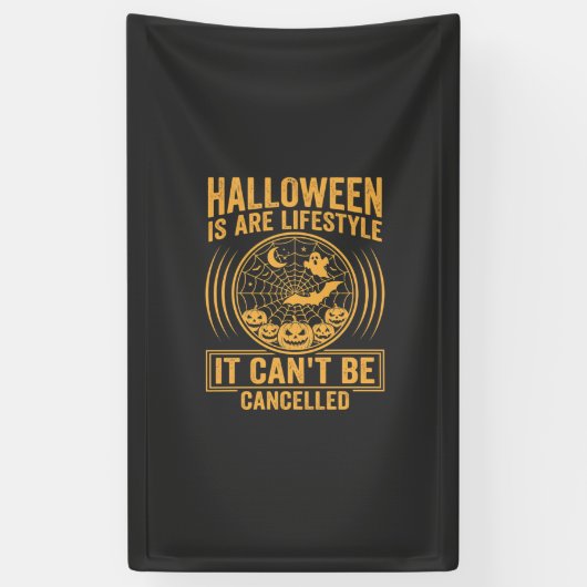 ハロウィーン ライフスタイル コウモリ クモの巣 デザイン_1 横断幕 (縦)