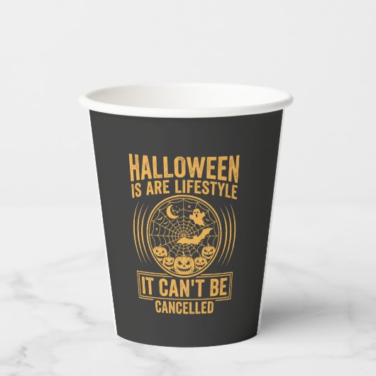 ハロウィーン ライフスタイル コウモリ クモの巣 デザイン_1 紙コップ (正面)