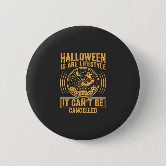 ハロウィーン ライフスタイル コウモリ クモの巣 デザイン_1 缶バッジ (正面)