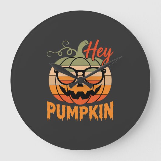 ハロウィーン レトロ サングラス かぼちゃ ラージ壁時計 (正面)