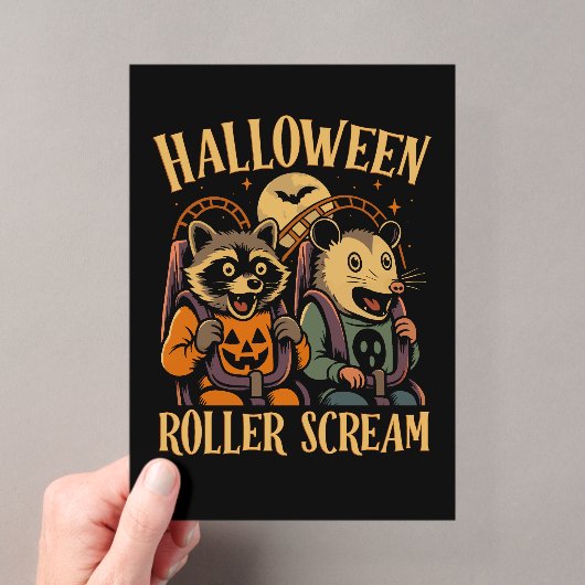 ハロウィーン・ローラー・スクリーム・アライグマとポッサム アクリル招待状 (インサイチュ (ポータブル))