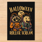 ハロウィーン・ローラー・スクリーム・アライグマとポッサム アクリル招待状 (正面)