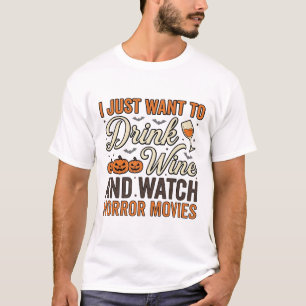ハロウィーン ワイン ホラー映画 ヴィンテージTシャツ デザイン_ Tシャツ