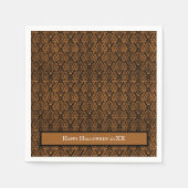 ハロウィーン ヴィクトリアン オレンジ ブラック ダマスク distressed スタンダードカクテルナプキン (正面)