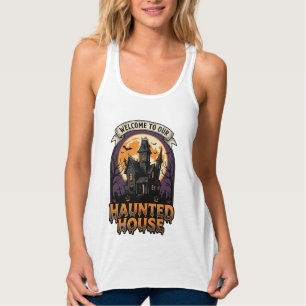 ハロウィーン ヴィンテージ お化け屋敷 ウェルカムTシャツ デザイン タンクトップ