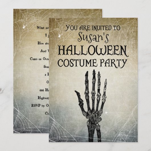 ハロウィーン ヴィンテージ コスチューム パーティー 招待状 (正面/裏面)