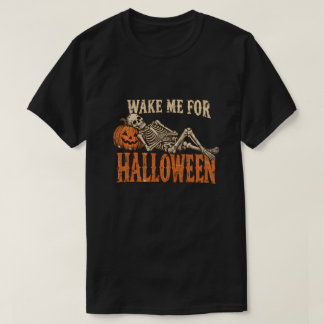 ハロウィーン ヴィンテージ スケルトン パンプキン 目覚めて Tシャツ