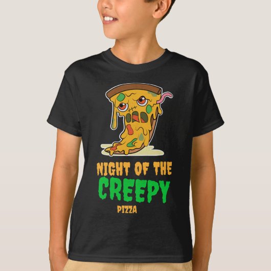 ハロウィーン、不気味なピザの夜、モンスターピザ Tシャツ (正面)