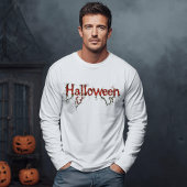 ハロウィーン、不気味、つる植物、根、赤レタリング トライブレンドＴシャツ