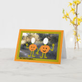 ハロウィーン、写真の挿入、カボチャ カード (黄色い花)