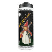 ハロウィーン – 小さな女の子と箒と黒猫 タンブラー (正面)