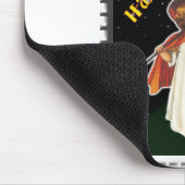 ハロウィーン – 小さな女の子と箒と黒猫 マウスパッド (コーナー)