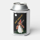 ハロウィーン – 小さな女の子と箒と黒猫 缶クーラー (缶裏面)