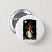 ハロウィーン – 小さな女の子と箒と黒猫 缶バッジ (正面&裏面)