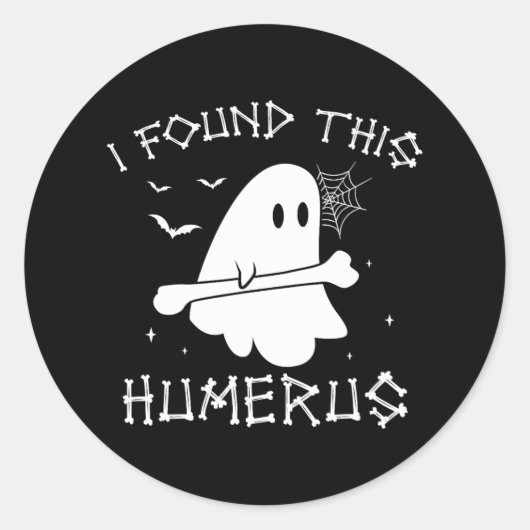 ハロウィーン 幽霊が上腕骨を見つけた 面白い メンズ コスチューム ラウンドシール (正面)