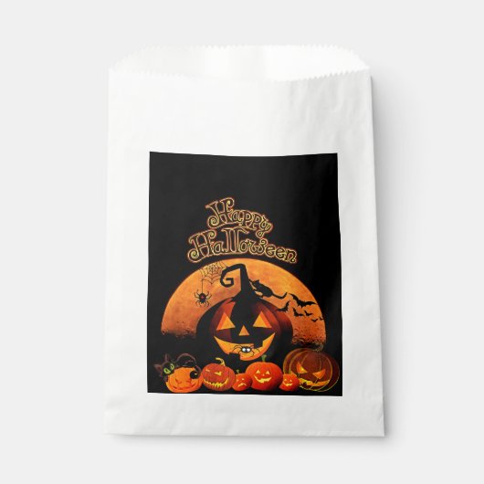 ハロウィーン、幽霊のよく出るハウス、オレンジムーントリートバッグ フェイバーバッグ (正面)