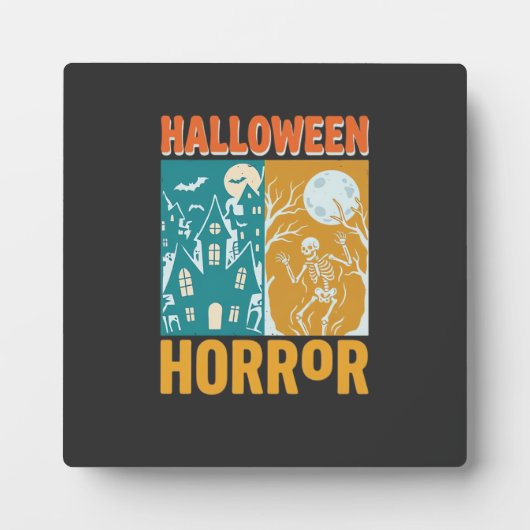 ハロウィーン 幽霊の家の月 スケルトンデザイン_1 フォトプラーク (正面)
