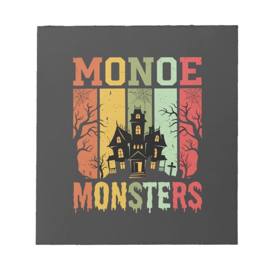 ハロウィーン 幽霊の館 レトロ モンスター ノートパッド (正面)