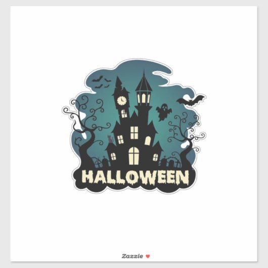 ハロウィーン 幽霊の館 時計塔 コウモリ お化け_1 シール (シート)