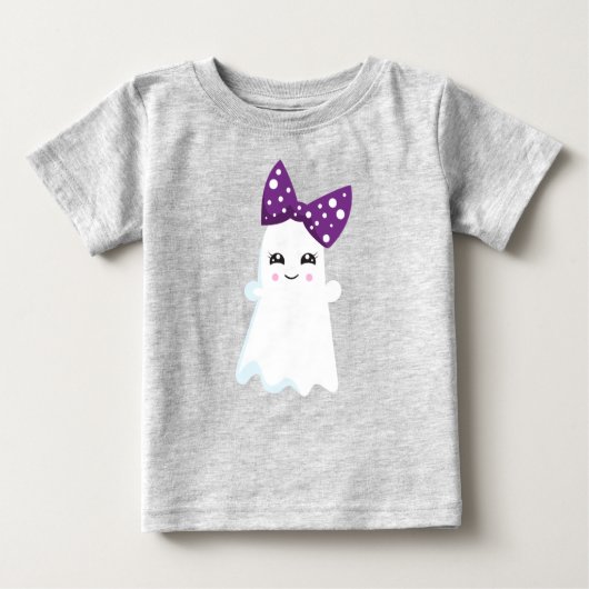 ハロウィーン，幽霊，リボン，弓，トリックまたは治療，ブー ベビーTシャツ (正面)