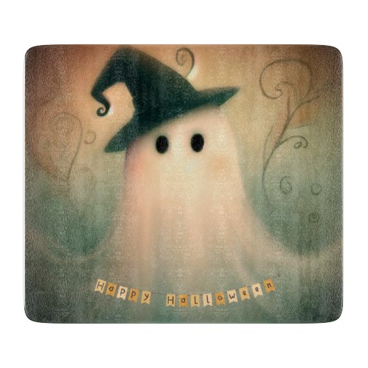 ハロウィーン/幽霊/秋/お洒落オーナメント カッティングボード (正面)