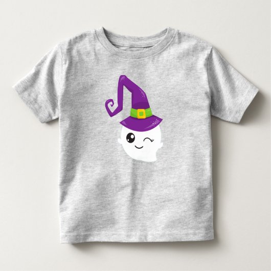 ハロウィーン，幽霊，魔女の帽子，トリックまたは治療，ブー トドラーTシャツ (正面)
