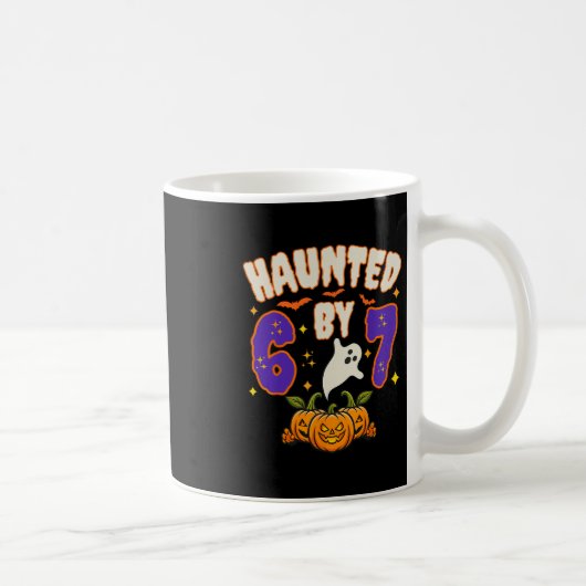ハロウィーン 幽霊 67 ナンバー 67 六 七 ミーム 面白い コーヒーマグカップ (右)
