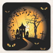 ハロウィーン – 忘れられない目あなたを見て スクエアペーパーコースター (正面)