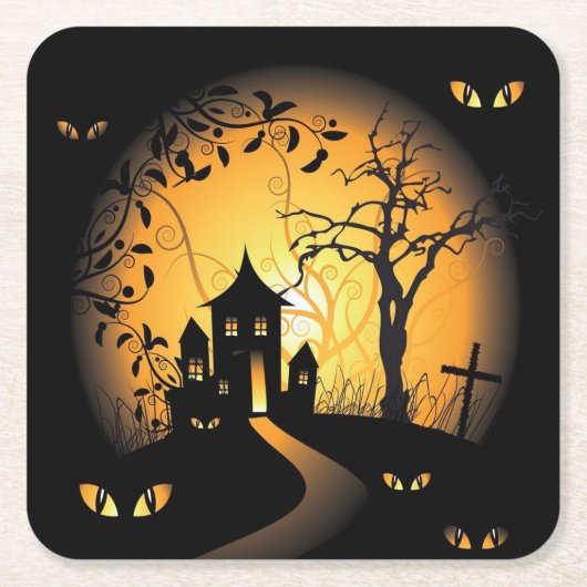 ハロウィーン – 忘れられない目あなたを見て スクエアペーパーコースター (正面)