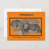 ハロウィーン、怖いこうもりお気に入りの/私の時間のポスト ポストカード (正面/裏面)