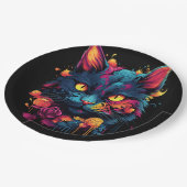 ハロウィーン/怖い猫/魔女/ウィザード ペーパープレート (アングル)