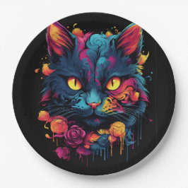 ハロウィーン/怖い猫/魔女/ウィザード ペーパープレート